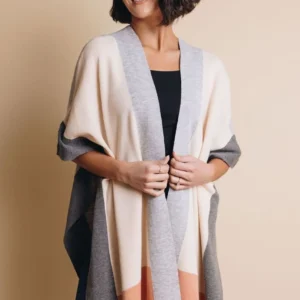 Fashionably Late Colorblock Poncho