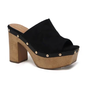 Yoki Womens TESSIE-12 OPEN Wood Mule Heels sandals