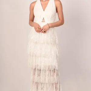 Clarise White Lace Maxi Dress
