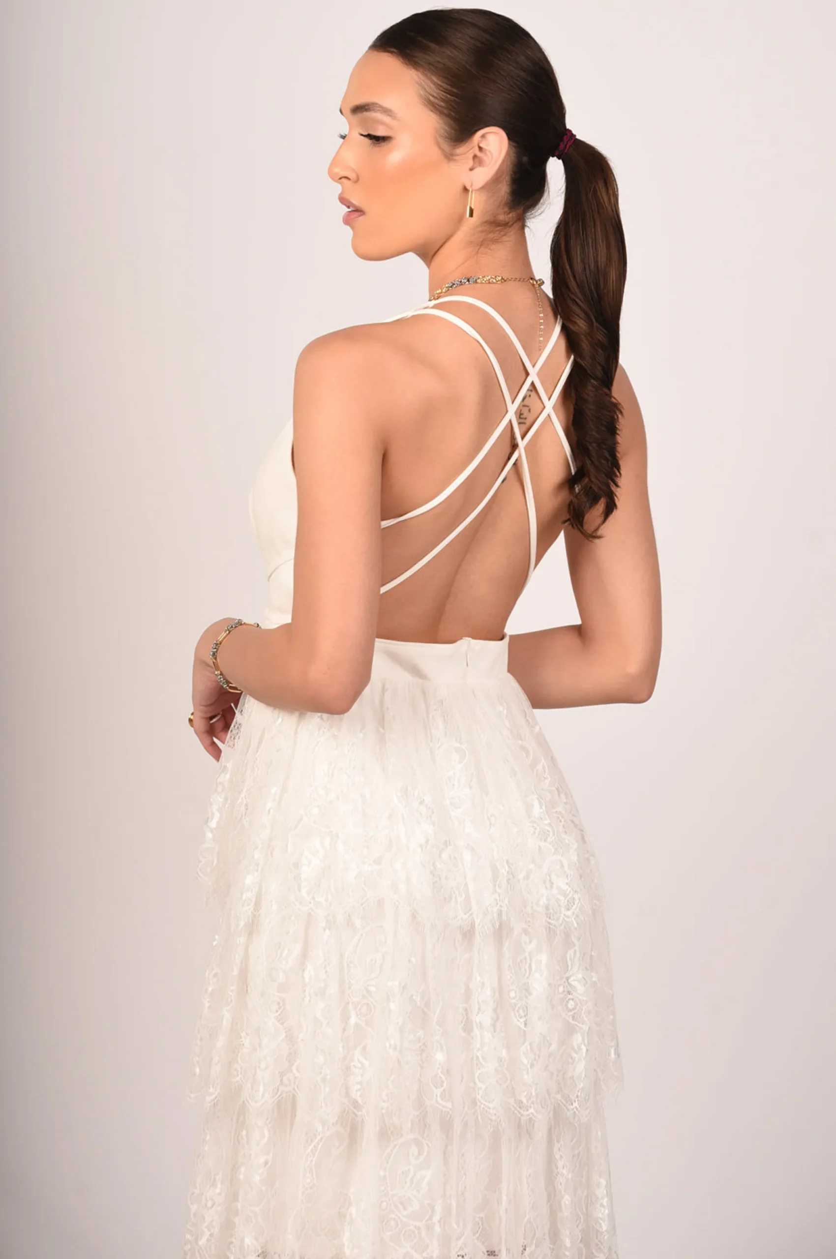 Clarise White Lace Maxi Dress - Image 4