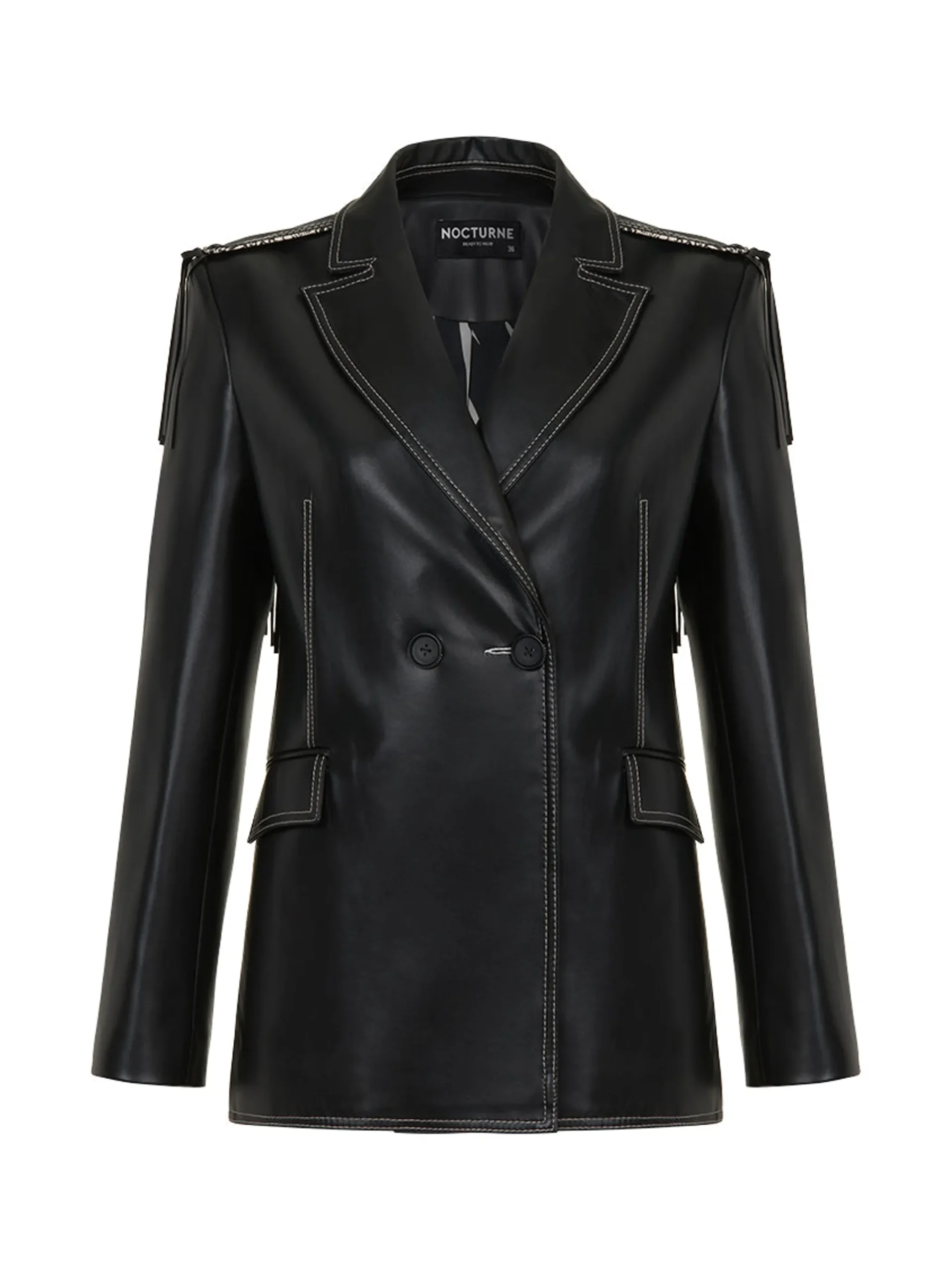 Fringed Faux Leather Jacket - Image 4