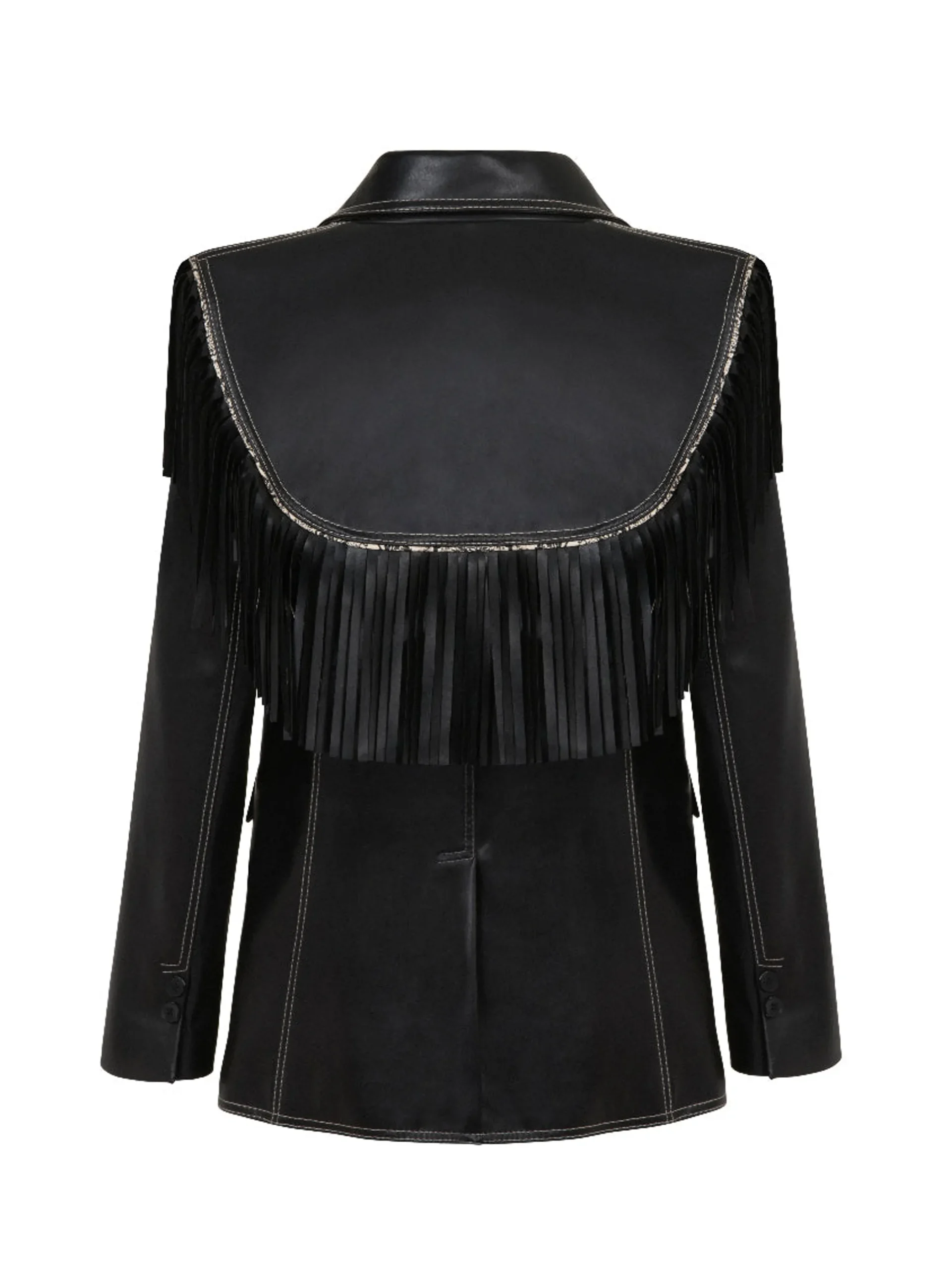 Fringed Faux Leather Jacket - Image 5