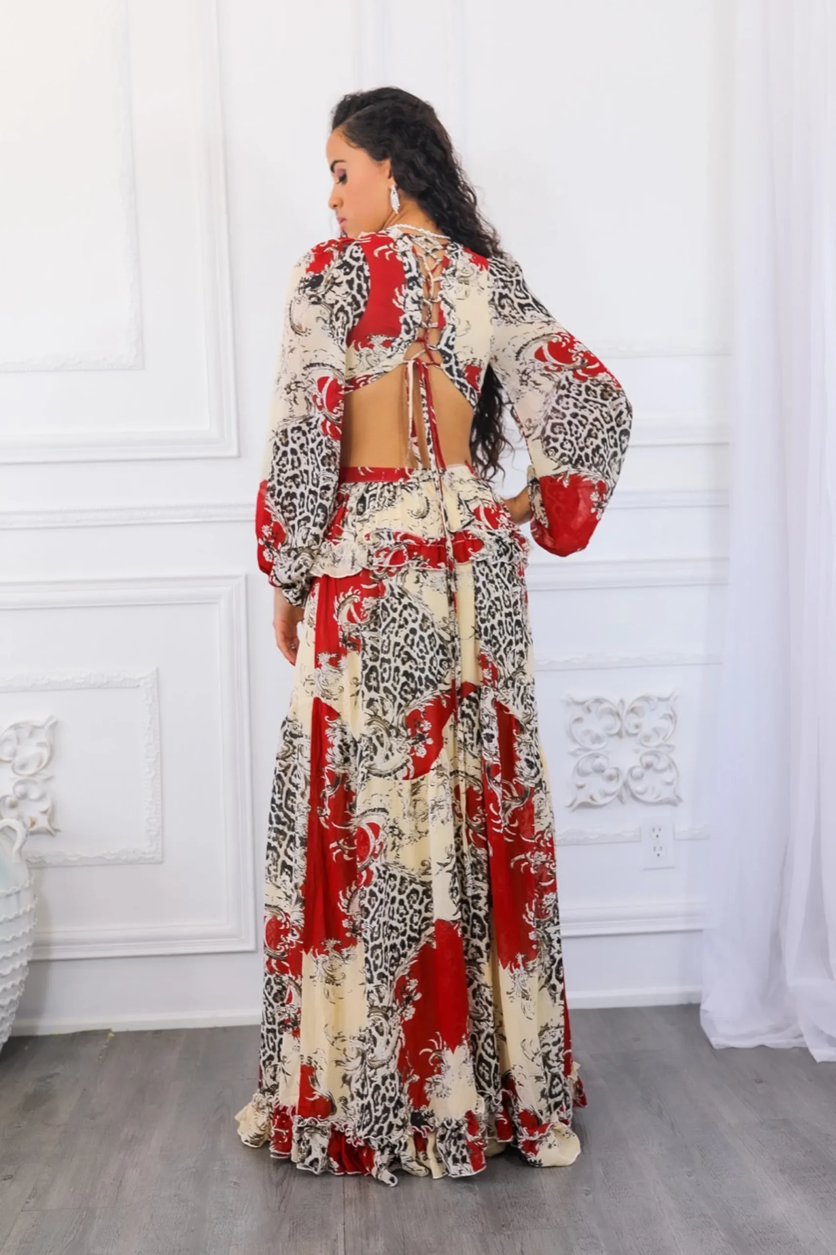 Fantasy Ruffles Cut Out Laced Back Maxi Dress - Image 2