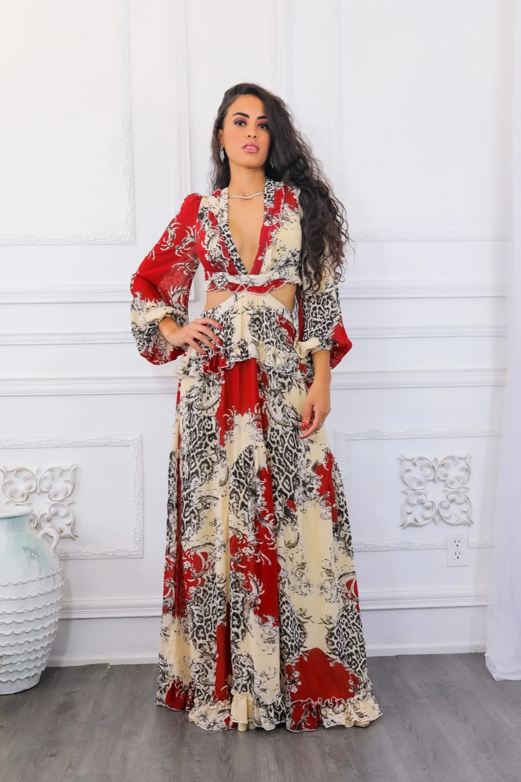 Fantasy Ruffles Cut Out Laced Back Maxi Dress - Image 5