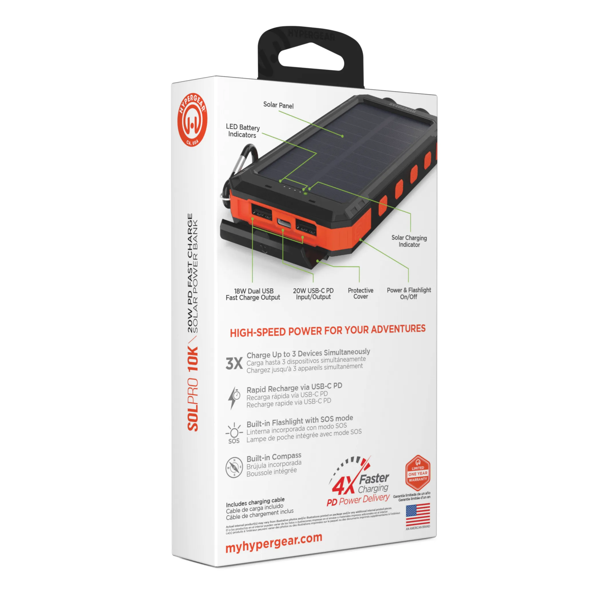 HyperGear SolPro 10K Fast Charge Solar 10000mAh PD Power Bank - Image 3