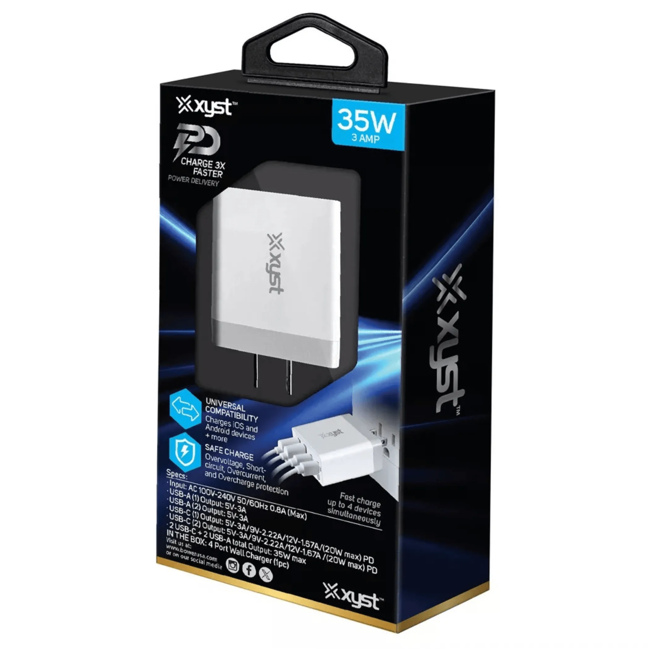 35-Watt 4-Port USB-A and USB-C Wall Charger - Image 5