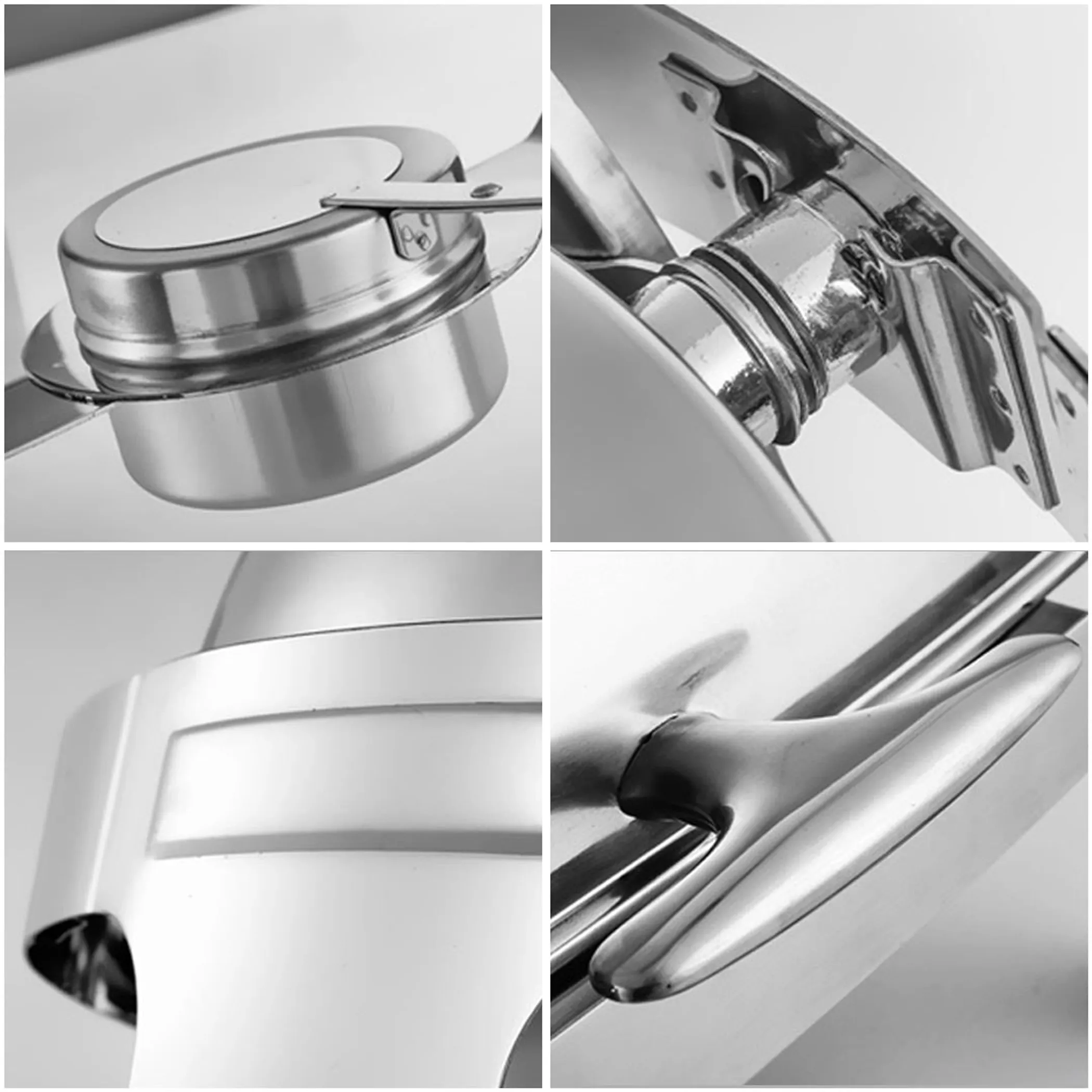 L Round Chafing Stainless Steel Food Warmer with Glass Roll Top - Image 5