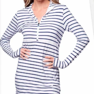 SWIM DRESS ADJUSTABLE NYLON/SPANDEX  UPF50+ WHITE NAVY
