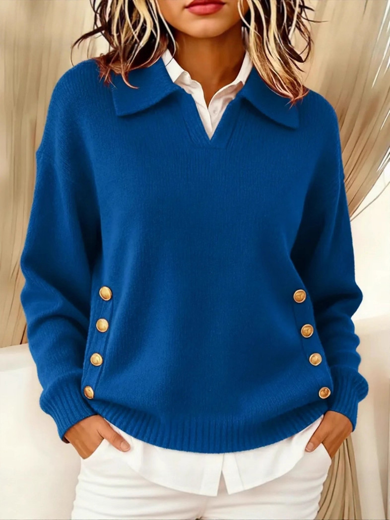 long-sleeved button-down knitted sweater - Image 2