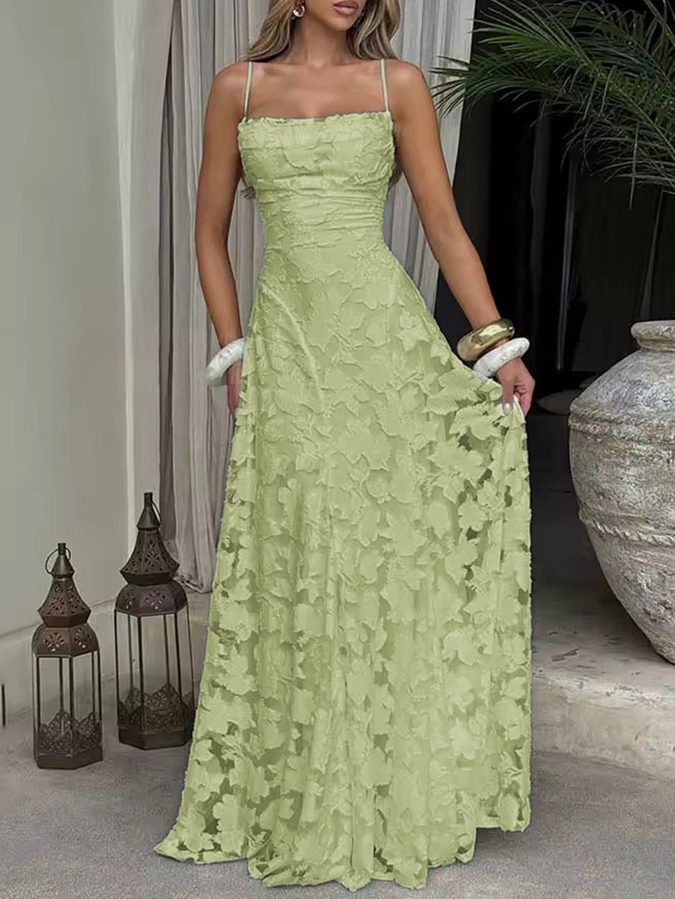 Elegant Suspender High Waist Long Dress - Image 3