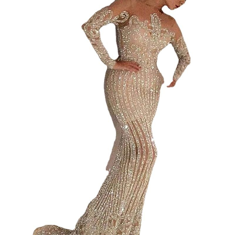 Women’s Elegant Gold Sequined Slim-Fit Midi Dress – Mid-Waist Work & Evening Sheath Dress - Image 5