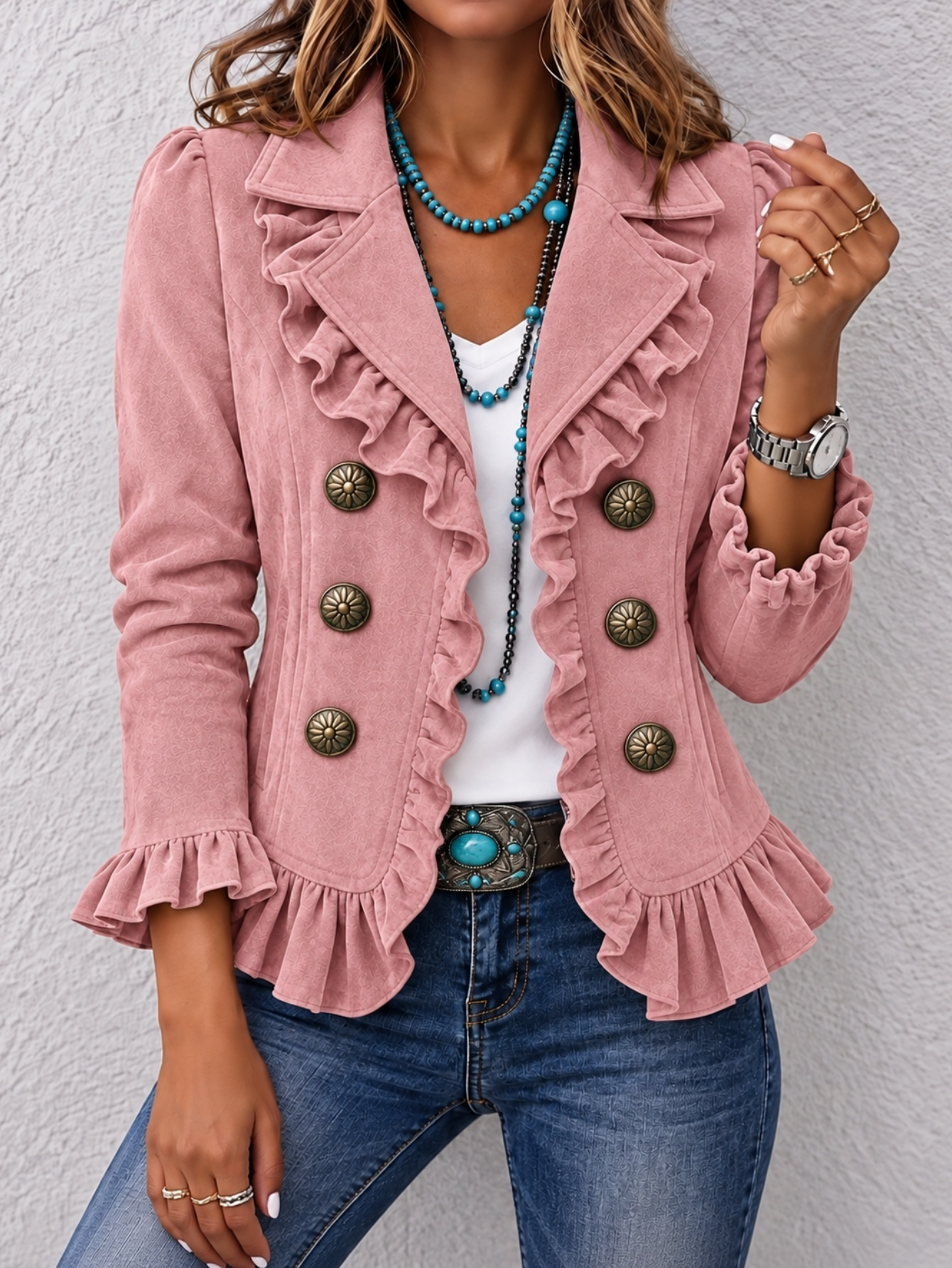 Buttoned Long-sleeve Cardigan For Women - Image 3