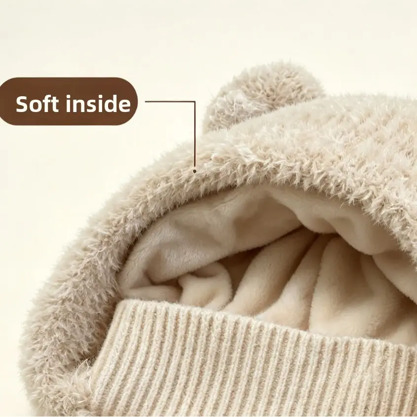 Fluffy Knitted Beanie for Women - Image 3