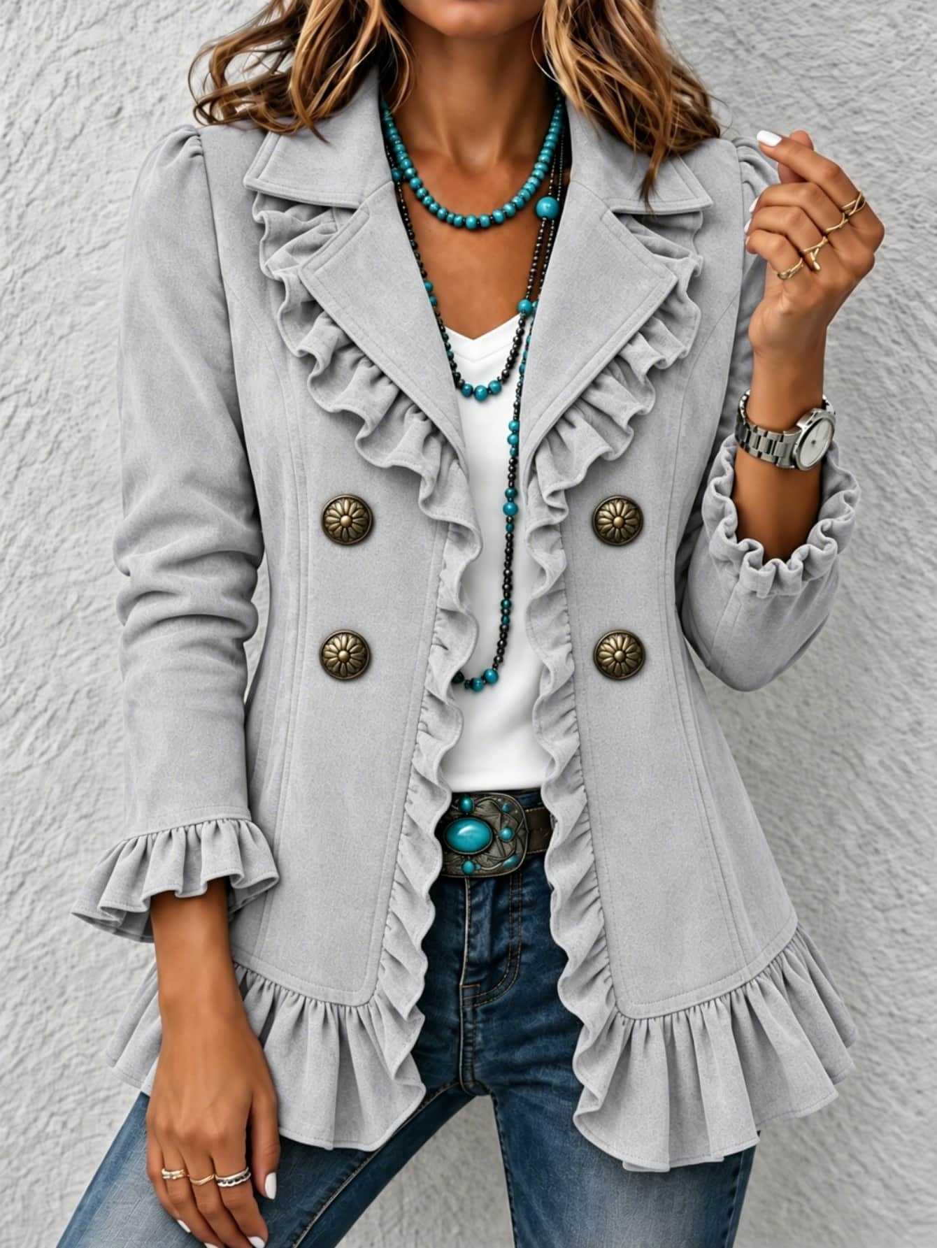 Buttoned Long-sleeve Cardigan For Women - Image 4