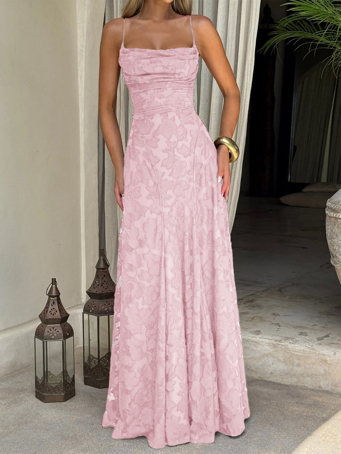 Elegant Suspender High Waist Long Dress - Image 4