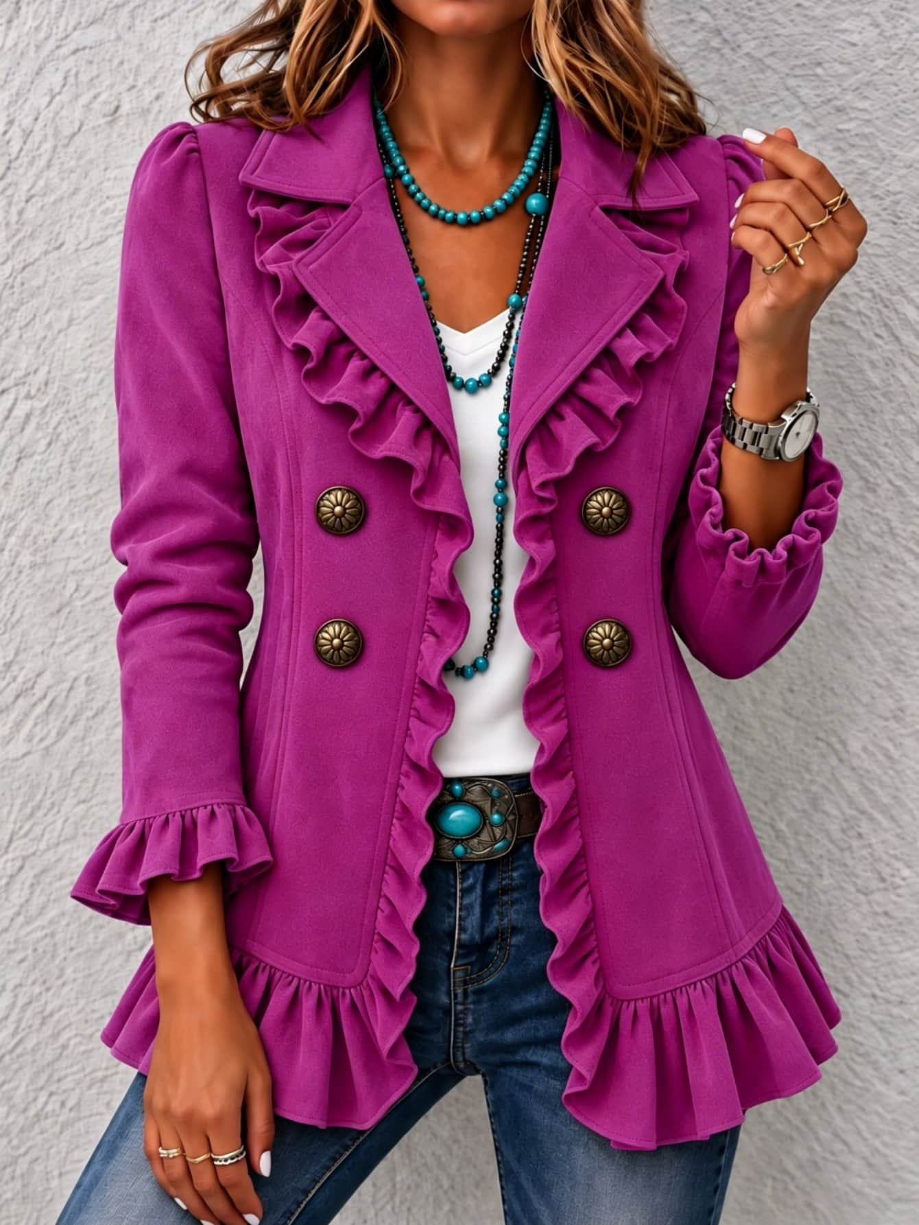 Buttoned Long-sleeve Cardigan For Women - Image 8