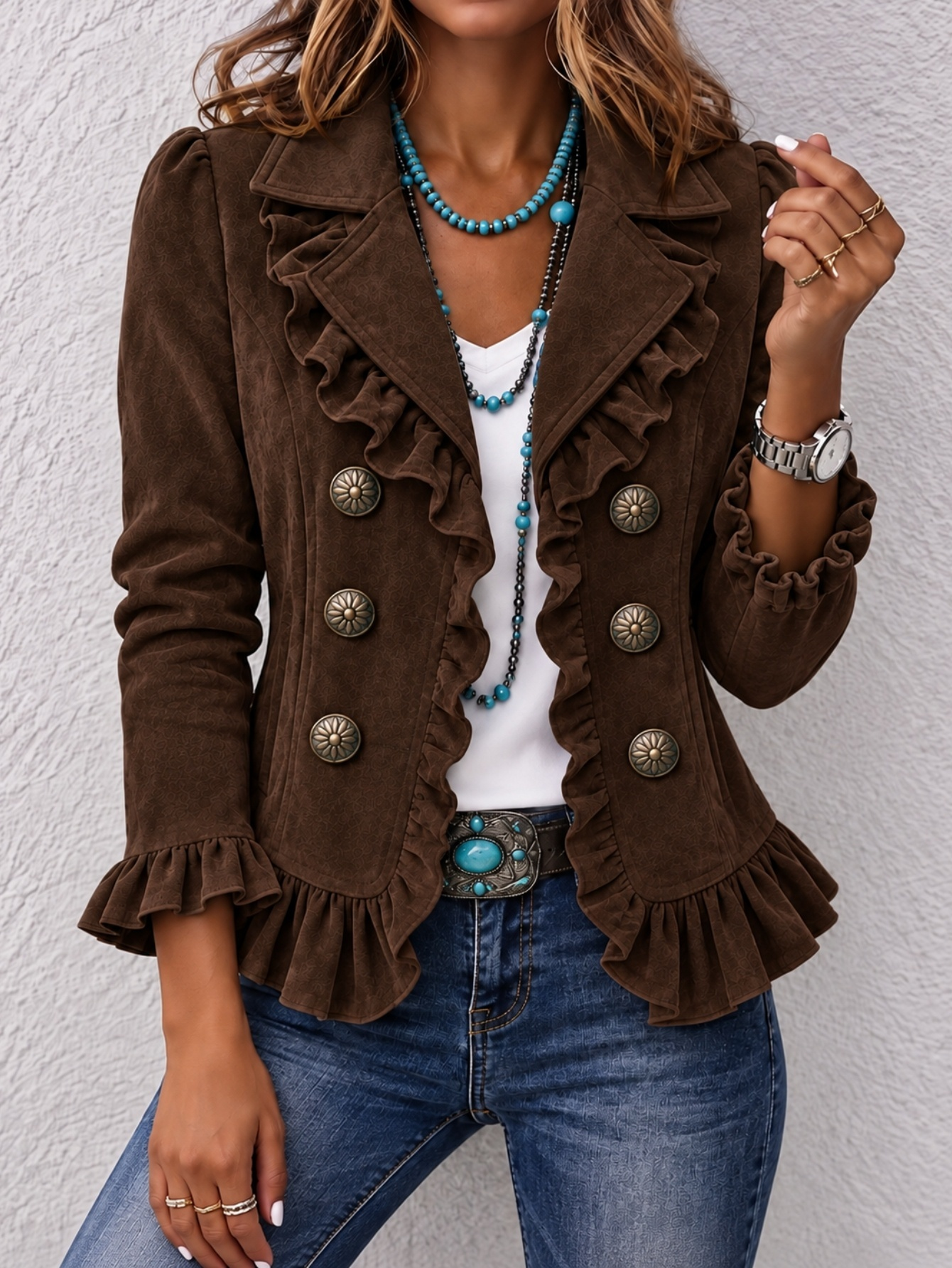 Buttoned Long-sleeve Cardigan For Women - Image 6