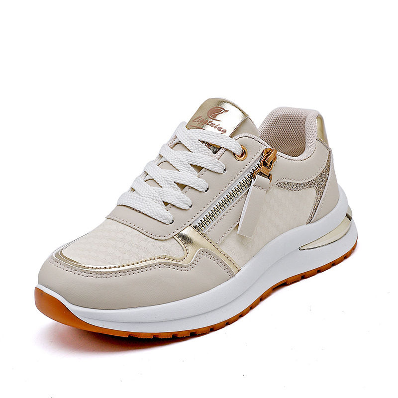 Women Colorblocked Round Toe PU Leather Flat Platform Casual Sneakers - Image 4