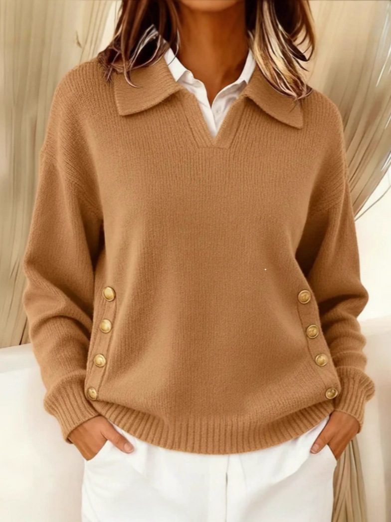 long-sleeved button-down knitted sweater - Image 4