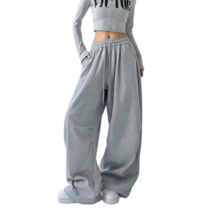 Straight Loose Fleece-Lined Drawstring Casual Pants