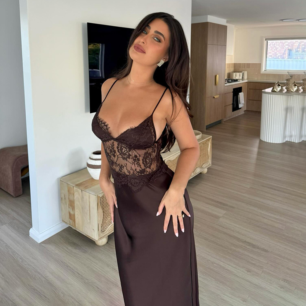 sexy strapless lace-embroidered long dress - Image 5