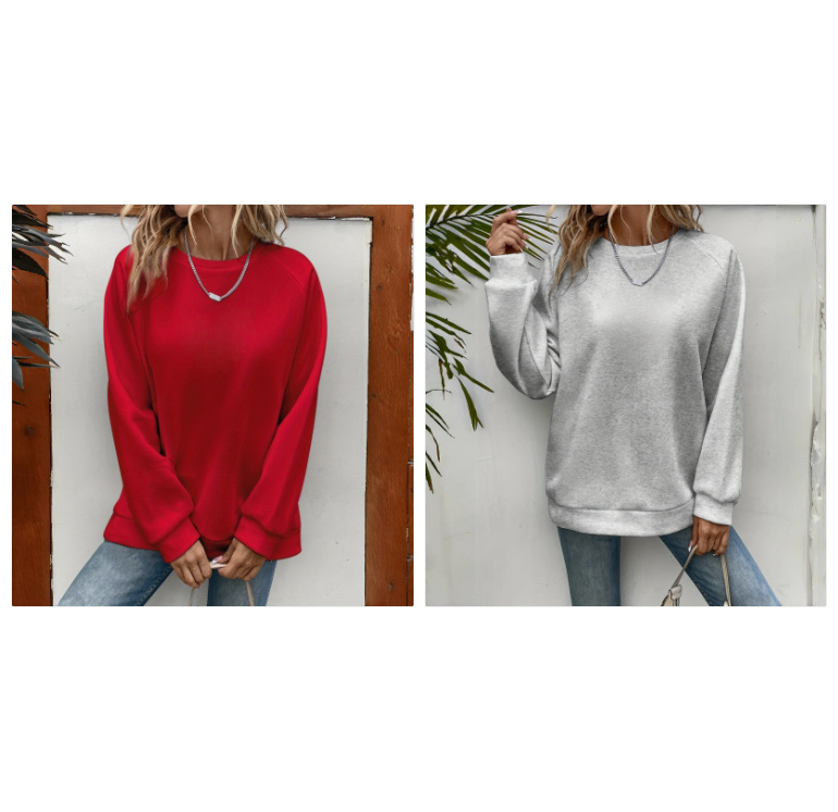 Women's Loose Sports Round Neck Sweatshirt - Image 7