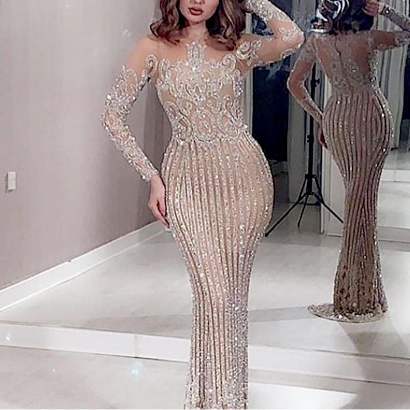 Women’s Elegant Gold Sequined Slim-Fit Midi Dress – Mid-Waist Work & Evening Sheath Dress