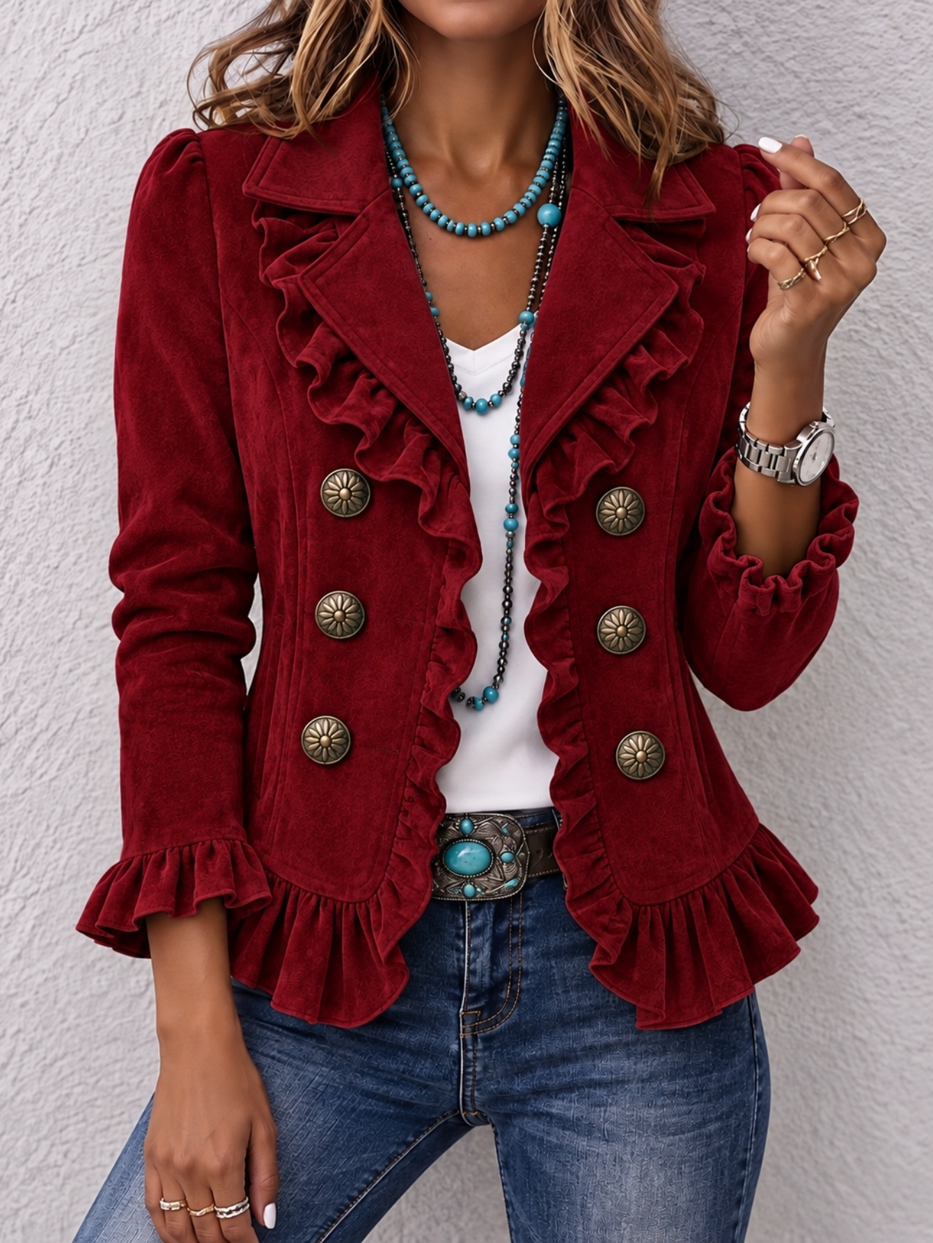 Buttoned Long-sleeve Cardigan For Women - Image 2