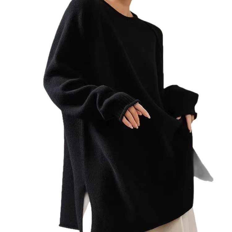 Oversized Solid Color Viscose Pullover Sweater - Image 5