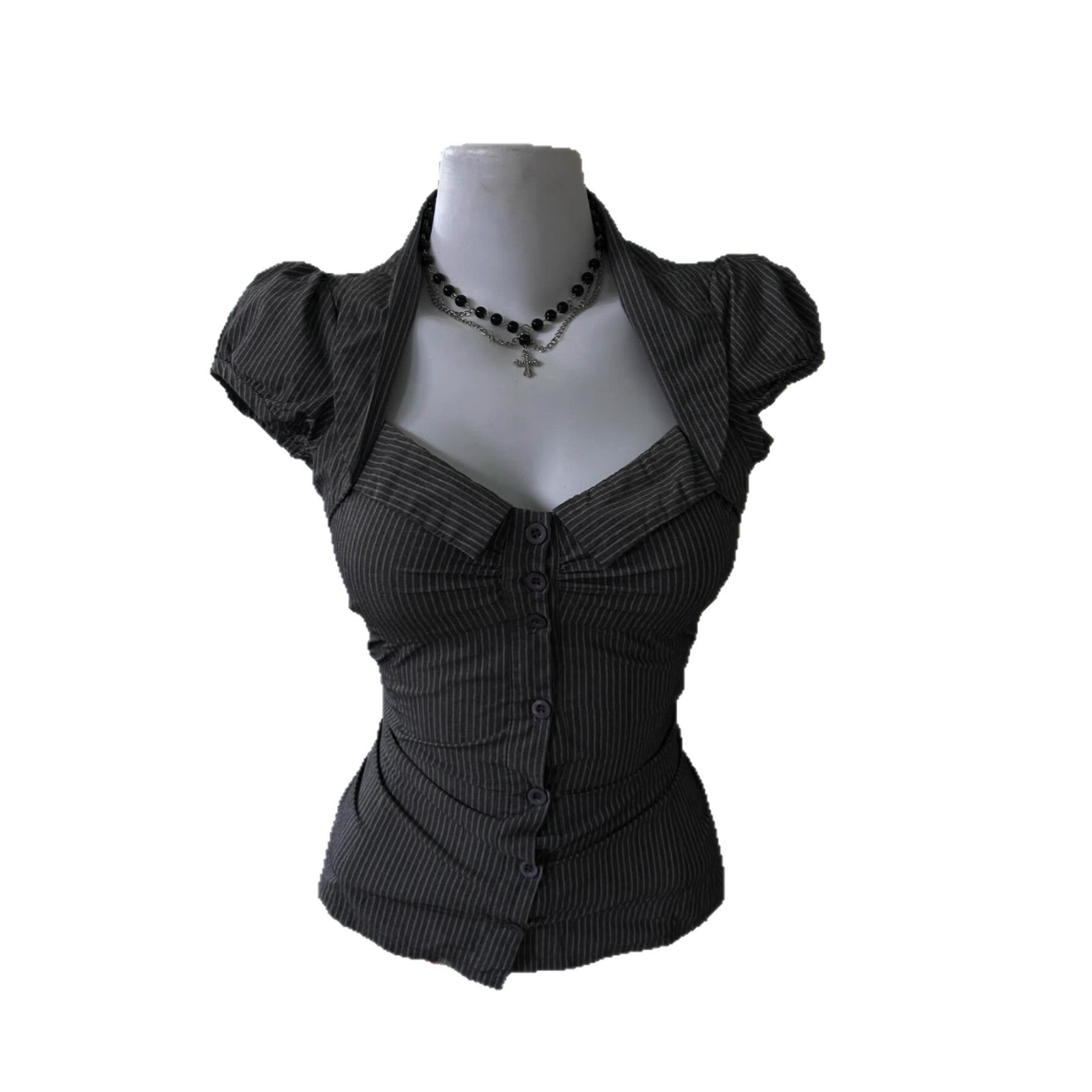 Womens Retro Striped Sleeveless Shirt - Image 5